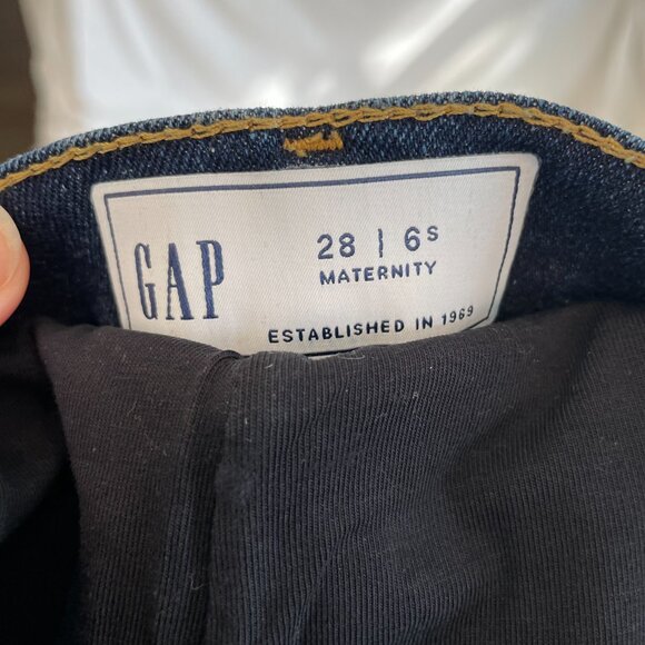 GAP Maternity True Waistband Full Panel Vintage Slim Jeans - Dark Indigo - 28S - Picture 8 of 11